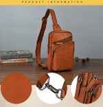 Vintage Leather Practical Men's Shoulder Bag - Image 5