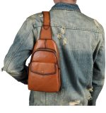 Top Grain Leather Men's Casual Chest Bag - Image 4