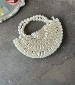 French Vintage Pearl Beaded Crescent Clutch - Image 7