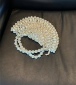 French Vintage Pearl Beaded Crescent Clutch - Image 9