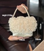 Vintage Handmade Pearl Floral Handbag for Women - Image 3