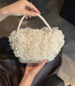 Vintage Handmade Pearl Floral Handbag for Women - Image 4