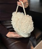 Vintage Handmade Pearl Floral Handbag for Women - Image 5