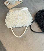 Vintage Handmade Pearl Floral Handbag for Women - Image 7