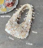 Hand-Woven Natural Shell Pearl Shoulder Bag - Image 3