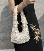 Hand-Woven Natural Shell Pearl Shoulder Bag - Image 9