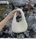 Hand-Woven Pearl Crescent Hobo Bag - Image 7