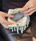 Hand-Beaded Pearl Tassel Evening Clutch - Image 5