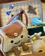 Retro Straw Lindi Bag Smile Face Handbag - Image 6