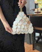 Natural Shell Beaded Clutch Resort Evening Bag - Image 5