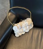 Natural Shell Beaded Clutch Resort Evening Bag - Image 8
