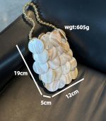 Natural Shell Beaded Clutch Resort Evening Bag - Image 14